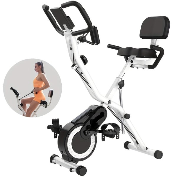 Opvouwbare Hometrainer - Fiets - Stationaire Fiets - Fitnessapparaat - Binnenfiets - 16 Weerstandsniveaus - Stil Riemaandrijving