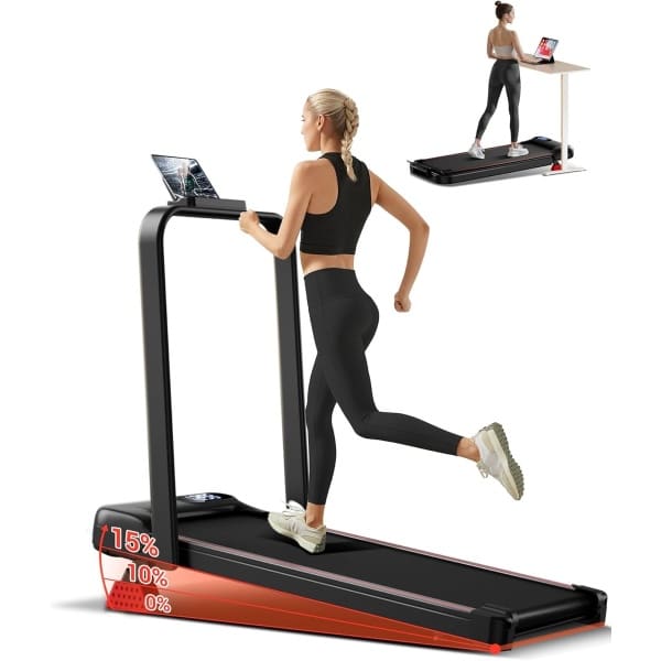 Opvouwbare loopband 15% kantelen, 6 in 1 loopband met stille motor, loopkussen maximale belasting 136KG