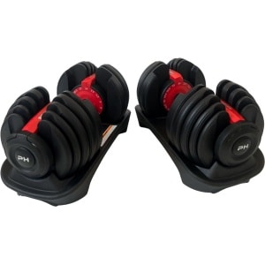PH Fitness Premium Verstelbare Dumbells Set 24KG - 2 STUKS - 15-in-1 Gewicht - Eénhandige Draaiknop - 2,5 tot 24 kg - Compacte Halterset - Voor Krachttraining & Home Gym - Ruimtebesparend