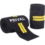 PRIVAL® Polsbandages - Wrist Wraps voor Krachttraining, Fitness & Crossfit - Verstelbare Polssteunen met Duimlus - Zwart/Geel - Set van 2