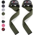 Professionele gevoerde lifting straps - 60 cm lengte voor krachttraining en bodybuilding - fitnessgewichtlifting deadlifting - trekhulp in paar - olijf
