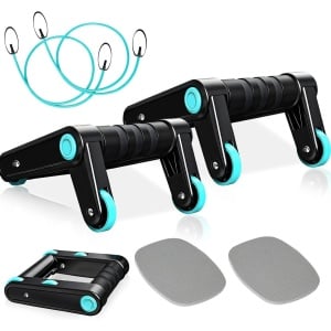 Push-upgrepen 3-in-1 buikroller - kniebandage - weerstandsband voor nucleaire buikspiertraining - krachttraining - calisthenics - fitness