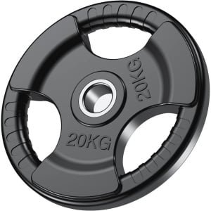 Rubberen Halterschijven met Tri-Grips en 2" Opening - Massieve Gietijzeren Gewichten voor Til- en Krachttraining