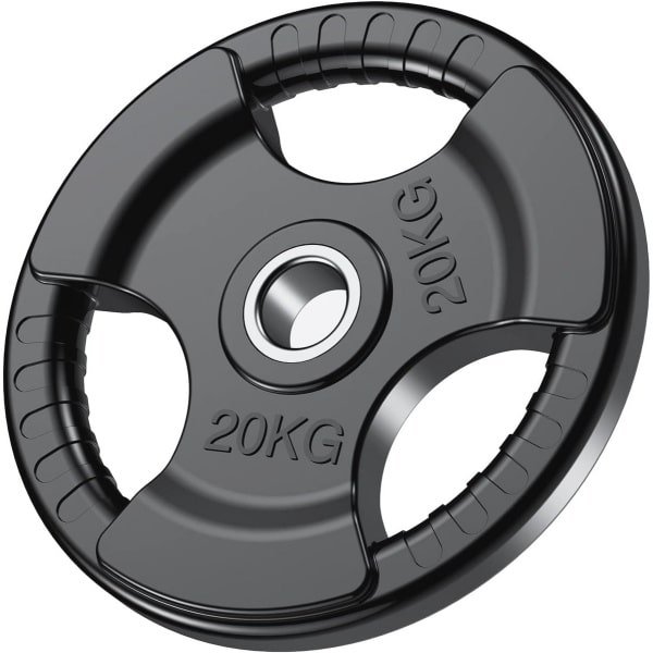 Rubberen Halterschijven met Tri-Grips en 2" Opening - Massieve Gietijzeren Gewichten voor Til- en Krachttraining