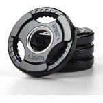 Rubberen Halterschijven met Tri-Grips voor Krachttraining - Massieve Gietijzeren Gewichten voor Tillen