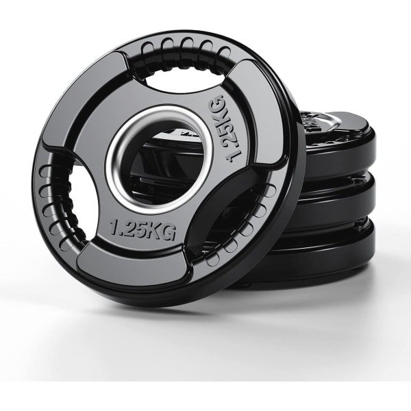 Rubberen Halterschijven met Tri-Grips voor Krachttraining - Massieve Gietijzeren Gewichten voor Tillen