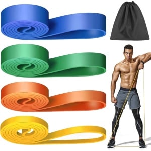 Set van 4 Weerstandsbanden voor Krachttraining en Yogaoefeningen - Elastische Fitnessbanden voor Sport en Gymnastiek - Voor Mannen en Vrouwen