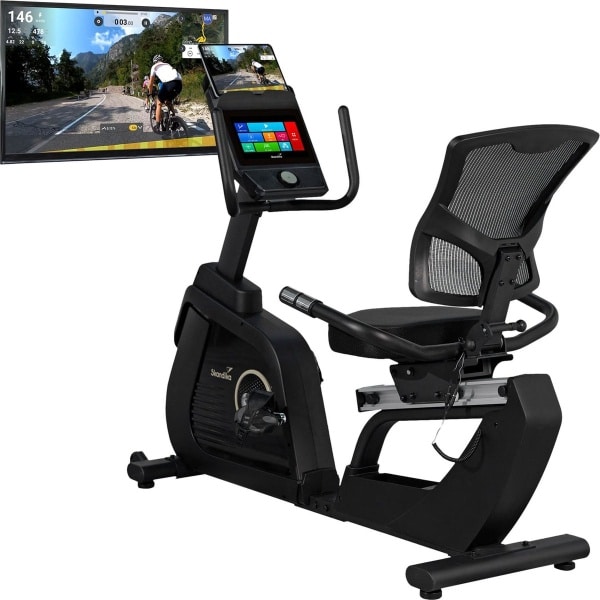 Skandika Cykling P14 ligergometer/ergometer | hometrainer met touchscreen, multimediacomputer, tot 150 kg, Bluetooth, app-verbinding, Kinomap | fitnessfiets voor thuis