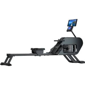 Skandika Nemo III Hybrid Roeiapparaat - Roeitrainers - Water- en magnetische weerstand, 32 elektrische weerstandsniveaus, 15 programma's, tot 200 cm, app-compatibel, instelbaar - waterroeiapparaat voor thuis - 213 x 45 x 95.5 cm (LxBxH) - zwart