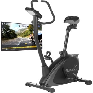 Skandika Vinneren Design Hometrainer Fiets - Hometrainers - Hometrainer fitness - Hometrainer ergometer fitnessbike met Magnetisch Remsysteem, 11 kg Vliegwielmassa, 12 Trainingsprogramma's, Tablet Houder, Bluetooth en App Controle - zwart