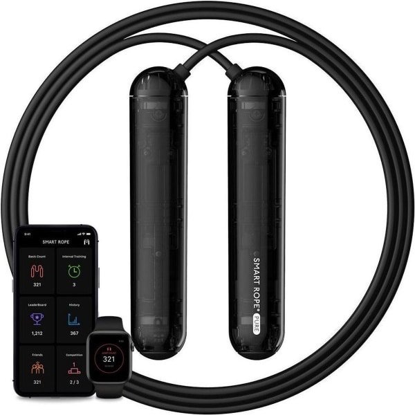 SmartRope PURE - Springtouw met Mobiele App - Fitness springtouw met teller - Verstelbaar springtouw - Touwtje springen - Skipping rope - Touwtje springen - Fitness - Boksen - Krachttraining - Crossfit - Ideale workout voor thuis!
