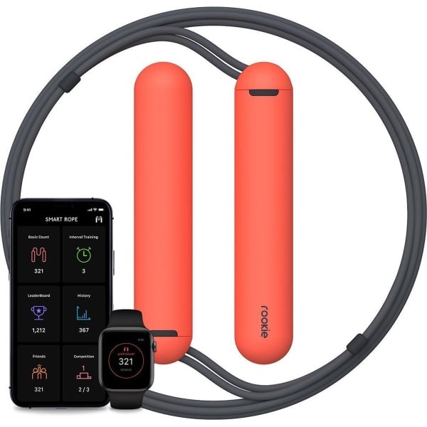 SmartRope Rookie - Slim Springtouw met Mobiele App - Fitness springtouw met teller - Verstelbaar springtouw - Touwtje springen - Skipping Rope - Fitness - Boksen - Krachttraining - Crossfit - Rood