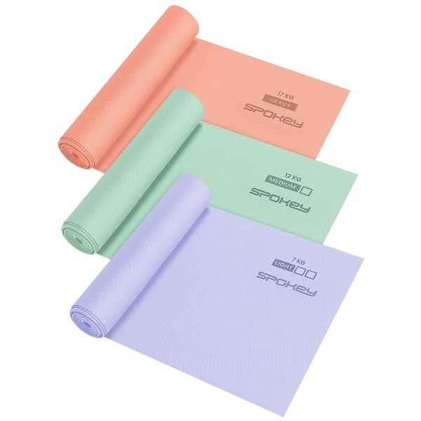 Spokey RIBBON TEX SET weerstandsbanden - Voordeelset (3-in-1) - Fitness elastieken - 3 niveaus - 200 x 15 cm - 7 kg / 12 kg / 17 kg weerstand - Geschikt voor krachttraining en yoga