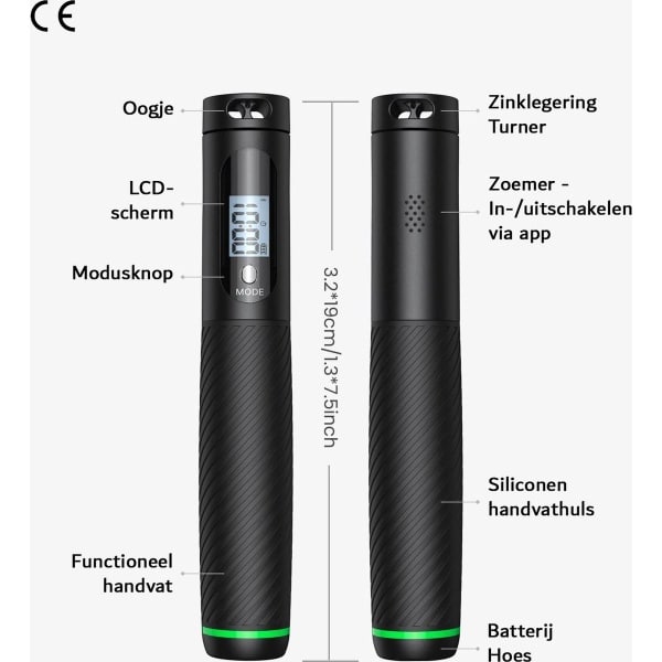 Springtouw Met Teller - Verstelbaar - Draadloos - Met Fitness Training App - Crossfit - Voor Volwassenen en Kinderen