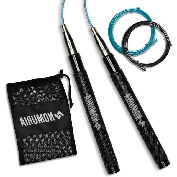 Springtouw van aluminium voor krachttraining - sportuitrusting fitness crossfit cardio - krachtige dubbele kogellagers - 2 handgrepen + 2 touwen + 1 tas.