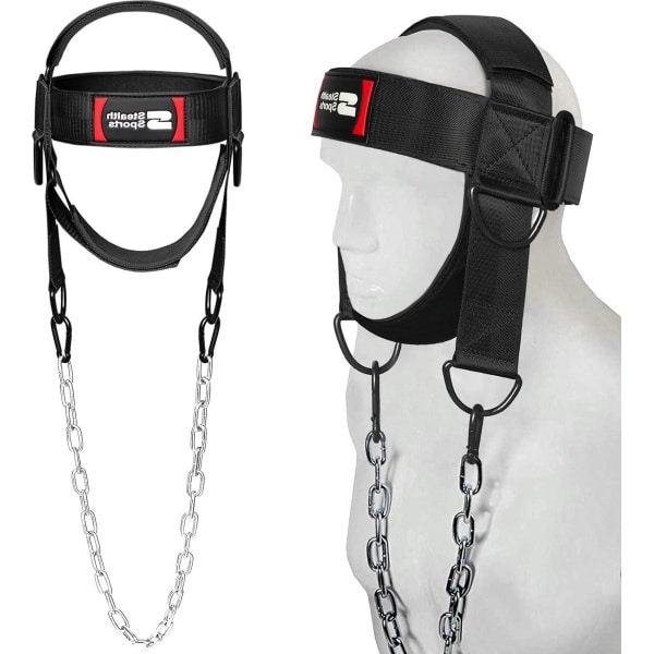 Stealth Sport nekharnas - verstelbare ketting van 88 cm - neopreen gevoerd - krachttraining en nektraining - gewichtheffen nek trainer