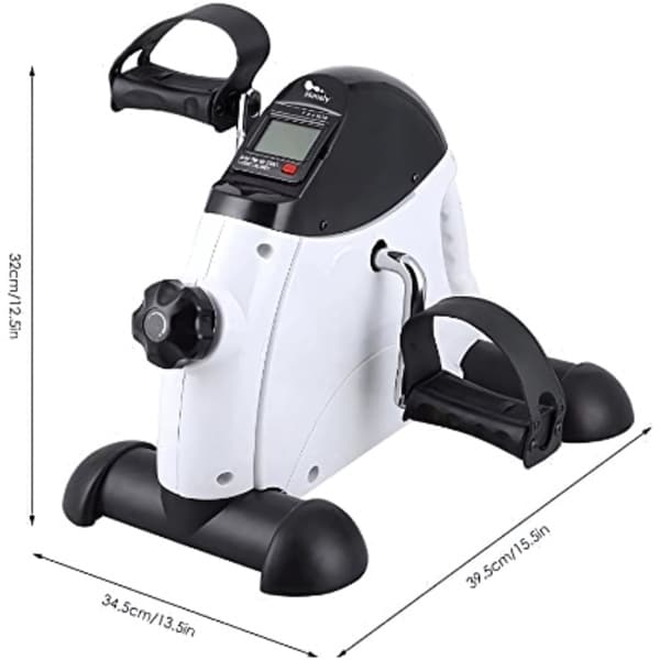 Stoelfiets - Bureaufiets - Hometrainer Fiets - Roeimachine - Fietsbel - Draagbare Pedaaltrainer Gym - Met LCD Display Voor Dames en Heren - Wit