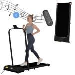 Sweiko 2 in 1 Loopband voor Thuis, Afstandsbediening Loopband 1-6 km/h Snelheid met LED Display, Bluetooth Speaker&Phone Mount, Loopband voor Thuis, Kantoor, Gemakkelijk om te vouwen, Montage Fre