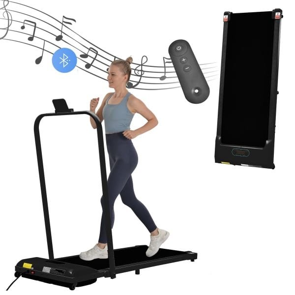 Sweiko 2 in 1 Loopband voor Thuis, Afstandsbediening Loopband 1-6 km/h Snelheid met LED Display, Bluetooth Speaker&Phone Mount, Loopband voor Thuis, Kantoor, Gemakkelijk om te vouwen, Montage Fre