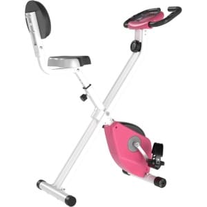 TRUUSK Hometrainer - Fietstrainer Roze/Wit - 8 Niveaus Magneetweerstand - Hoogte Verstelbaar - Staal - 43 x 97 x 109 cm