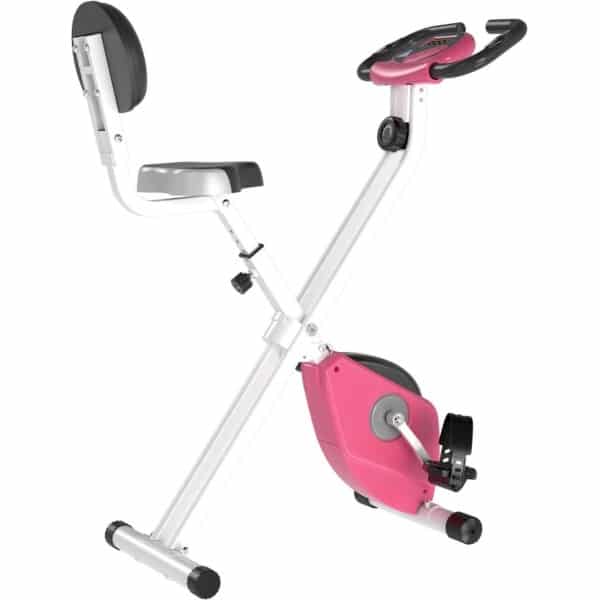 TRUUSK Hometrainer - Fietstrainer Roze/Wit - 8 Niveaus Magneetweerstand - Hoogte Verstelbaar - Staal - 43 x 97 x 109 cm