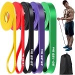 TTLUOKER®5-Delige Weerstandsbanden Set [Zwaar] - Fitness Elastiek met Handvatten & Enkelslingers - Voor Thuis, Crossfit, Powerlifting - Incl. Opbergtas