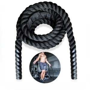 Trainingstouw - Antislip uiteinde - Touw voor Fitness Krachttraining - sportschool - conditietraining - krachttraining - sport - Zwart - LOUZIR