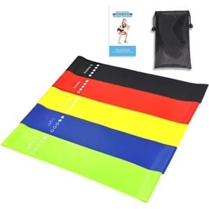 Trainingsweerstandsbandenset voor thuistrainingen en sportschool, 5 niveaus, elastische oefenbanden voor yoga, stretching en krachttraining