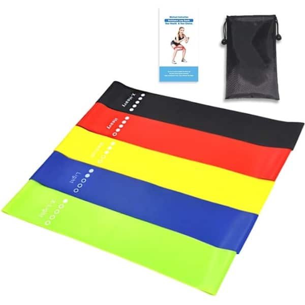 Trainingsweerstandsbandenset voor thuistrainingen en sportschool, 5 niveaus, elastische oefenbanden voor yoga, stretching en krachttraining