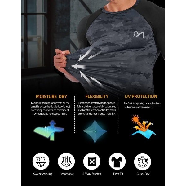 VIMOSE 3 Stukken Sport T-Shirt Heren - Sportkleding Man - Fitnesskleding - Jongens Kleding voor Fitness, CrossFit & Gym -Camouflage-XL