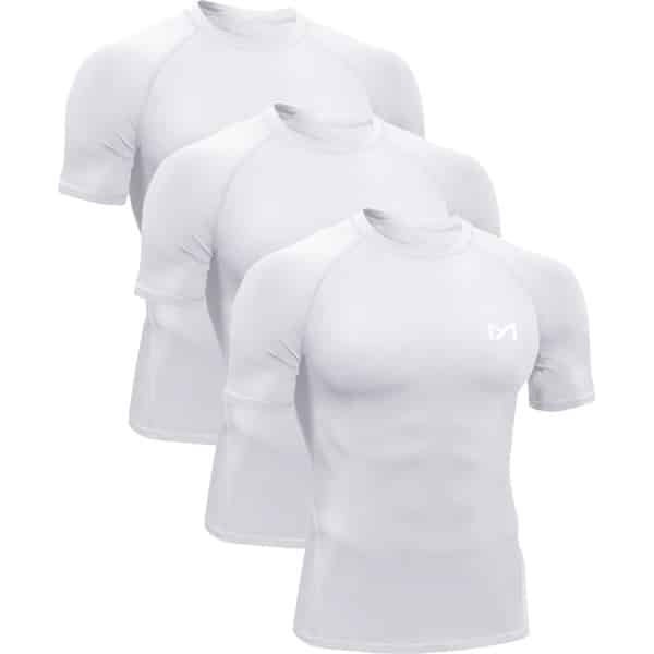 VIMOSE 3 Stukken Sport T-Shirt Heren - Sportkleding Man - Fitnesskleding - Jongens Kleding voor Fitness, CrossFit & Gym -Wit-XL