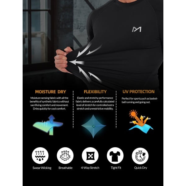 VIMOSE 3 Stukken Sport T-Shirt Heren - Sportkleding Man - Fitnesskleding - Jongens Kleding voor Fitness, CrossFit & Gym -Zwart/Wit-S