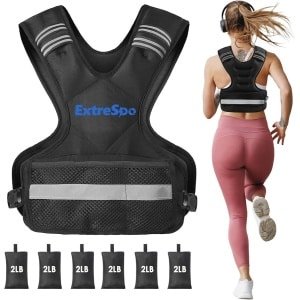 Verstelbaar Gewichtsvest voor Krachttraining - 5,7-9,1 kg met 6 Verstelbare Gewichten en Reflecterende Strepen