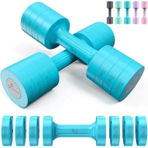 Verstelbare Dumbbellset voor Dames - 4-in-1 Halters, Gewicht tot 2,5 kg, Thuis Fitness, Krachttraining - Compact en Gebruiksvriendelijk