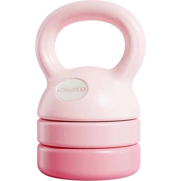 Verstelbare Kettlebell Gewichten 12 kg - Fitness voor Vrouwen - Training van het Hele Lichaam - Krachttraining Thuis of in Sportschool - Lichtroze verstelbare kettlebell