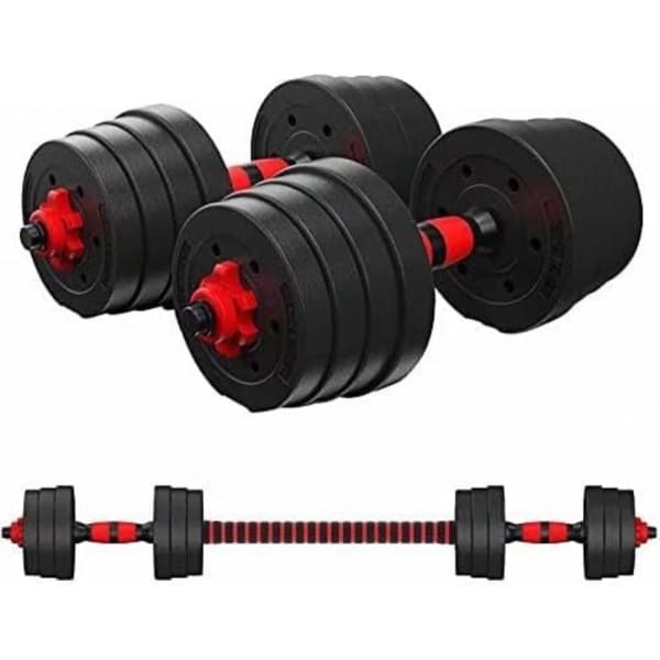 Verstelbare Korte Halters - 2-in-1 Halterset met Verbindingsstalen Buis - Stille Lange Halter voor Krachttraining - Thuis- en Gymtraining voor Mannen