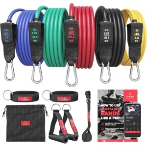 Weerstandsbanden Fitness Set - 5 Elastische Tubes voor Krachttraining en Mobiliteit - Trainingsgids en App Inclusief