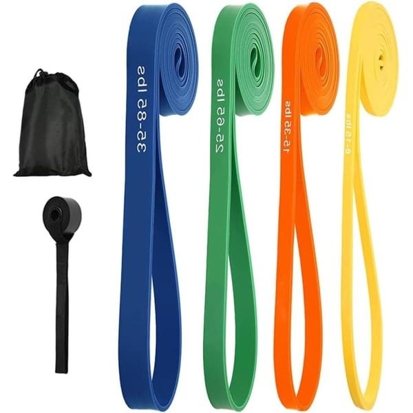 Weerstandsbanden set - 4 weerstandsbanden - Gymnastiekband met deuranker en draagtas - Krachttraining stretching pilates yoga - 4 verschillende niveaus