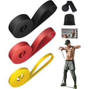 Weerstandsbanden set voor fitness, krachttraining, pilates en yoga - drie weerstandsniveaus voor optimaal trainen