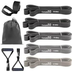 Weerstandsbandenset voor Krachttraining en Stretching - 5 Weerstandsbanden met Deuranker en Handgrepen