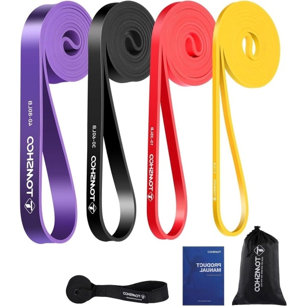 Weerstandsbandenset voor krachttraining en stretching met deuranker en opbergtas - meerdere weerstandsniveaus