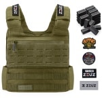 ZEUZ Gewichtsvest 25,5 KG voor Calisthenics. Fitness & CrossFit - Tactical Weighted Vest & Trainingsvest - Verstelbaar in Gewichten - 25 Standen - Groen