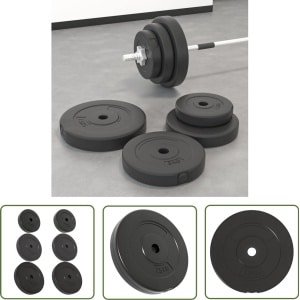 vidaXL Gewichtsschijven - Halterschijven - Halterschijven 6 st 30 kg cement - Home Workout - Krachttraining - Fitness