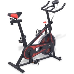 vidaXL - Hometrainer - met - hartslagsensoren - zwart - en - rood