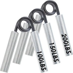 3PCS Handgreeptrainer Vingertrainer 100lb,150lb,200lb Handgreep Sterkere onderarmtrainer Gripkrachttrainer Krachttrainer voor intensieve grijpkrachtsets, spiertraining en revalidatie