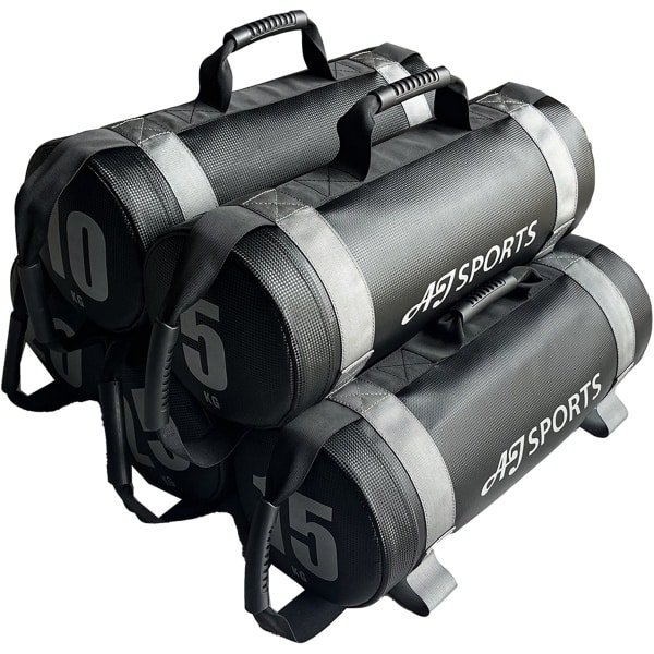 AJ-Sports Powerbag set 5-delig - Core Powerbag - Sandbag - Gewichtszak - Zandzak - Weight Bag - Fitness & Crossfit - Hyrox - Zwart