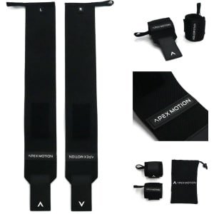 APEX MOTION Wrist Wraps voor Calisthenics, Fitness & Crossfit - Polsbanden voor Krachttraining - Polsbrace - Zwart - 2 Stuks