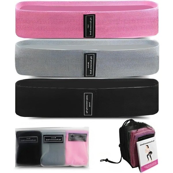 Allecto Plus - 37 cm x 8,3 cm Fitnessbanden Breiset, Set van 3 Weerstandsbanden van Stof voor Benen & Billen - Effectieve Gymnastiekband voor Krachttraining, Spieropbouw & Yogatraining. De ideale set voor thuisfitness.