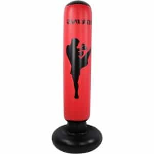 Allecto plus - Opblaasbare staande bokszak 170cm zwart-rood PVC voor krachttraining en stressverlichting