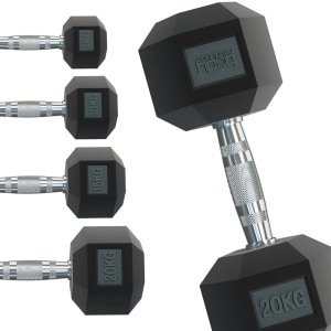 Body Revolution Hex Dumbbells 2 x 25kg - Rubber - Krachttraining